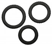 Anteprima: 3 anelli per il pene con struttura a scanalature 2.6, 3.0 e 3.5 cm