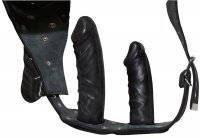 Anteprima: Perizoma in pelle con 3 dildo